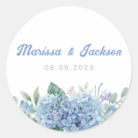 Trendy Blue Floral Wedding Envelope zegels (Voorkant)