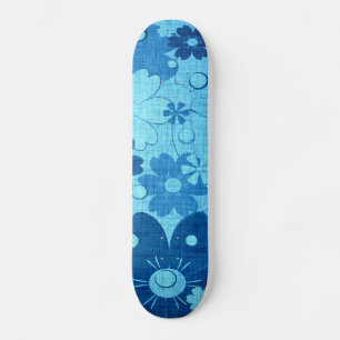Trendy Blue Flower  Persoonlijk Skateboard