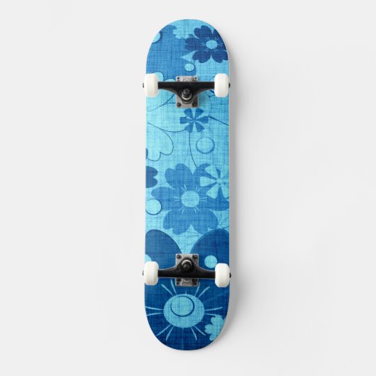 Trendy Blue Flower  Persoonlijk Skateboard (Voorkant)