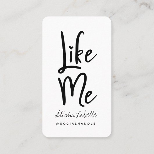 Trendy Blue Folie Brush Script Like Me Social Medi Visitekaartje (Achterkant)