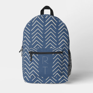 Trendy Blue Geometric Arrows Monogram Initialen Bedrukte Rugzak