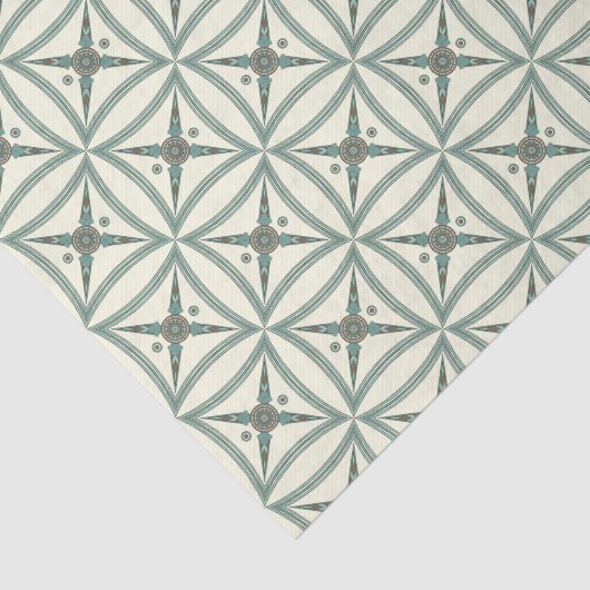 Trendy Blue Geometric Square Mesopotamian Motif Tissuepapier (Detail)