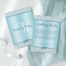 Trendy Blue Glitter Damask Wedding Details