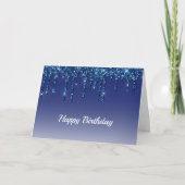 Trendy Blue Glitter Drips verjaardag Kaart (Voorkant)