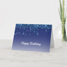 Trendy Blue Glitter Drips verjaardag Kaart