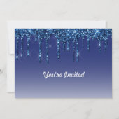 Trendy Blue Glitter Drips verjaardag Kaart (Voorkant)