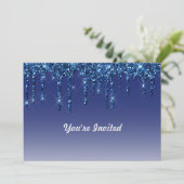 Trendy Blue Glitter Drips verjaardag Kaart (Staand voorkant)