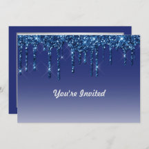 Trendy Blue Glitter Drips verjaardag