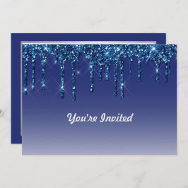 Trendy Blue Glitter Drips verjaardag Kaart