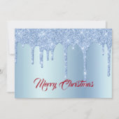 Trendy Blue Glitter drukt grafisch kerstvlak af Feestdagenkaart (Voorkant)