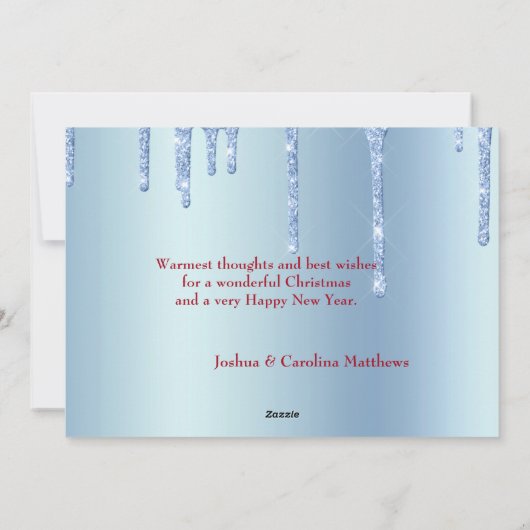 Trendy Blue Glitter drukt grafisch kerstvlak af Feestdagenkaart (Achterkant)