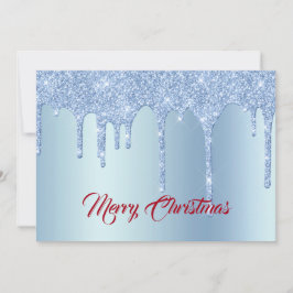 Trendy Blue Glitter drukt grafisch kerstvlak af Feestdagenkaart