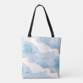 Trendy Blue Gold Agate, op maat gemaakt Tote Bag (Achterkant)