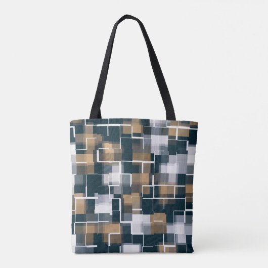 Trendy Blue Gold Black White Pset Tote Bag (Achterkant)