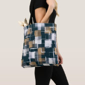 Trendy Blue Gold Black White Pset Tote Bag (Dichtbij)