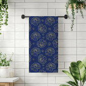 Trendy Blue, Gold Chic Floral Pattern Bath Towel Bad Handdoek