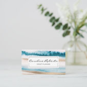 Trendy Blue Gold Waterverf Brushstrokes Elegant Visitekaartje (Staand voorkant)