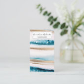 Trendy Blue Gold Waterverf Handmade Earning  Visitekaartje (Staand voorkant)