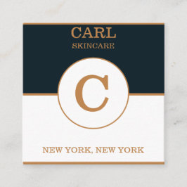 Trendy Blue Goldish Beauty Salon Monogram Vierkante Visitekaartje