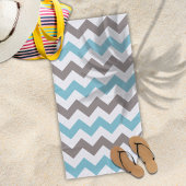 Trendy Blue Gray Chevron Pattern Strandlaken