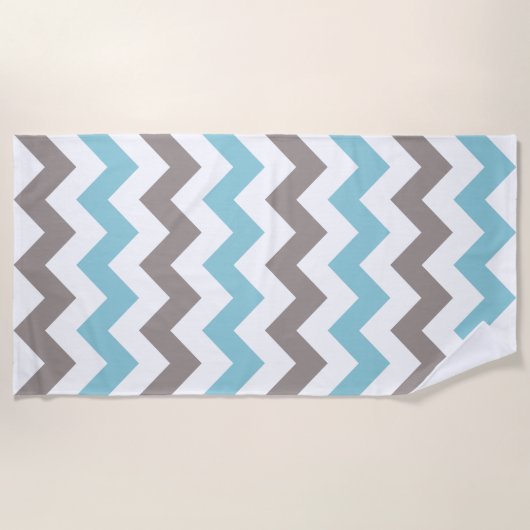 Trendy Blue Gray Chevron Pattern Strandlaken (Voorkant)