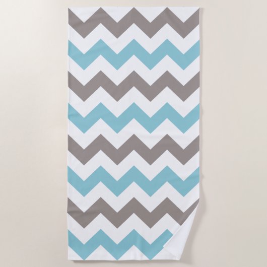 Trendy Blue Gray Chevron Pattern Strandlaken (Voorkant)