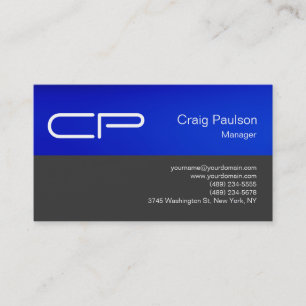 Trendy Blue Gray Chic Monogram Visitekaartje