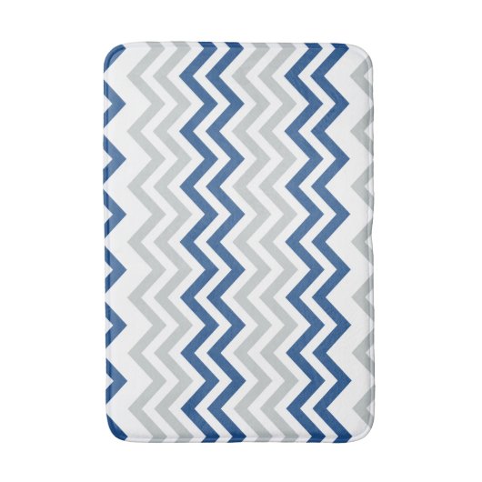 Trendy Blue Gray White Chevron Pattern Badmat (Voorkant Verticaal)