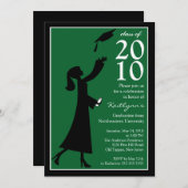 Trendy Blue & Green Afstuderen Invitation Kaart (Voorkant / Achterkant)
