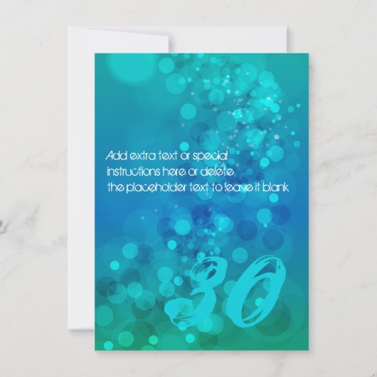 Trendy Blue Green Bokeh Party Invitation Kaart (Achterkant)