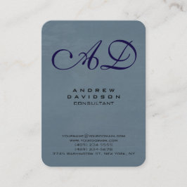 Trendy Blue Grey Handwriting Script Monogram Visitekaartje