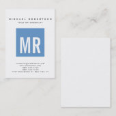 Trendy Blue-Grey Monogram White Visitekaartje (Voorkant / Achterkant)