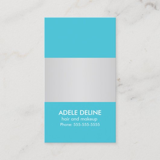 Trendy Blue Grey Striped Business Card-template Visitekaartje (Voorkant)