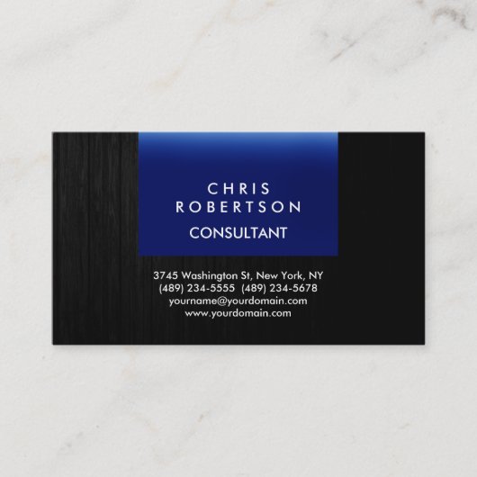 Trendy Blue Grey Wood Pattern Visitekaartje (Voorkant)