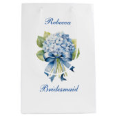 Trendy Blue Hydrangea bruidsmeisje voorstel Medium Cadeauzakje (Voorkant)