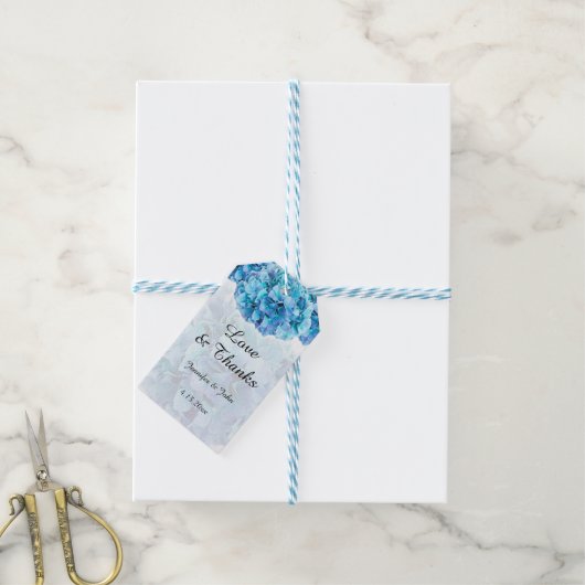 Trendy Blue Hydrangeas bruiloft gunst cadeau Label Cadeaulabel (Met Touw)