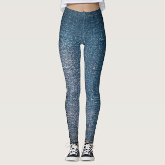 Trendy Blue Jeans Pattern Leggings