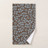 Trendy Blue Leaves op Brown/Monogram Bad Handdoek (Handdoek)