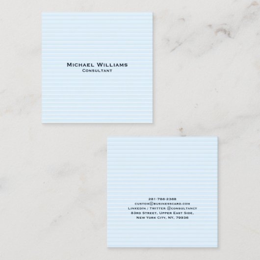 Trendy Blue Lines Modern minimalist Professional Vierkante Visitekaartje (Voorkant / Achterkant)