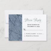 Trendy Blue Marble RSVP Gelieve te antwoorden Wedd (Voorkant)