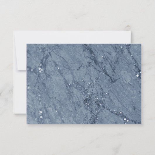 Trendy Blue Marble RSVP Gelieve te antwoorden Wedd (Achterkant)