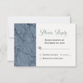 Trendy Blue Marble RSVP Gelieve te antwoorden Wedd