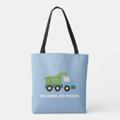 Trendy Blue Minimalist Dump Truck Big Dreams Canva Tote Bag (Achterkant)