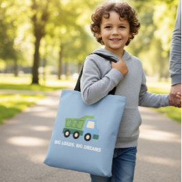 Trendy Blue Minimalist Dump Truck Big Dreams Canva Tote Bag