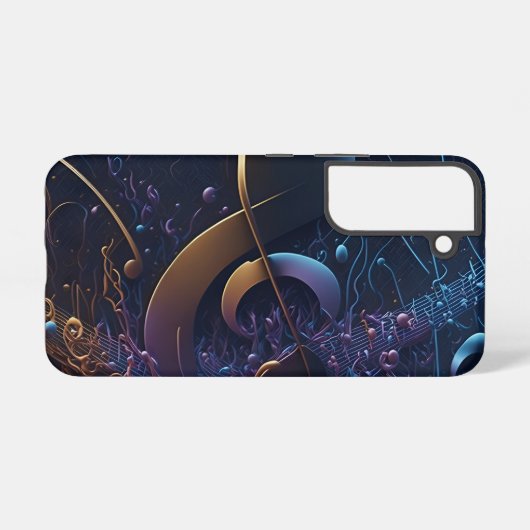  Trendy Blue Musical Notes Samsung Galaxy Hoesje (Achterkant horizontaal)