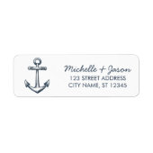 Trendy Blue Nautical Anchor Wedding Return Address Etiket (Voorkant)