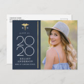 Trendy Blue Nursing School afstuderen Aankondiging Briefkaart (Voorkant / Achterkant)