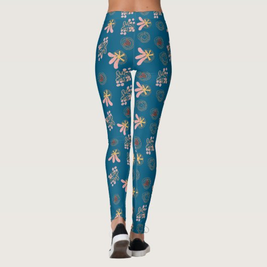 Trendy Blue Ocean Pattern Leggings (Achterkant)