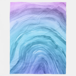 Trendy Blue Ombre Agate II Waterverf Patroon Fleece Deken