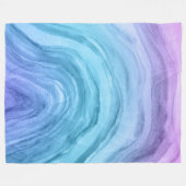 Trendy Blue Ombre Agate II Waterverf Patroon Fleece Deken (Voorkant (Horizontaal))